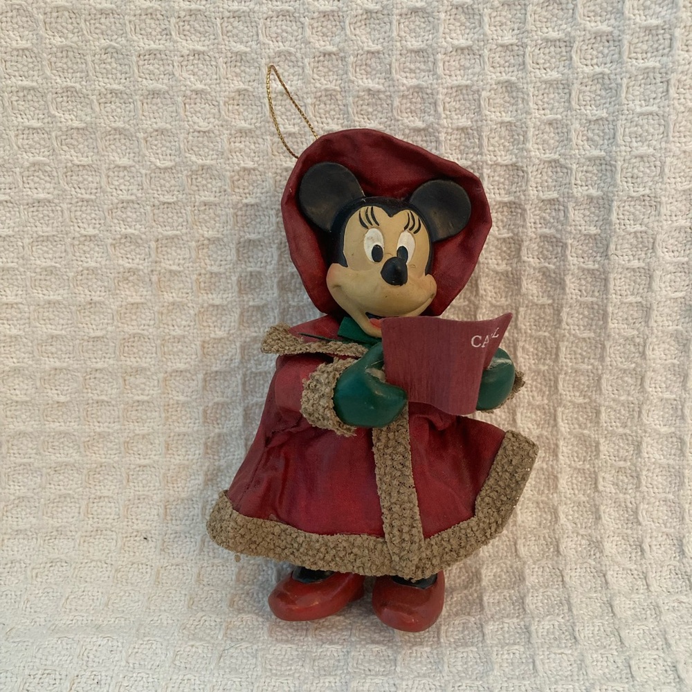 Walt Disney/Kurt Adler Vintage Minnie Mouse Caroler Ornament Taiwan 1989
